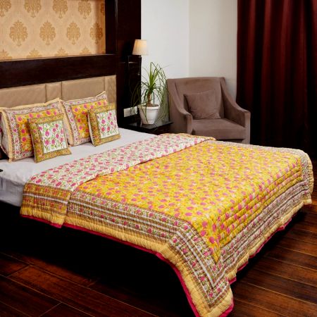 Yellow Blossom Handblock Quilt